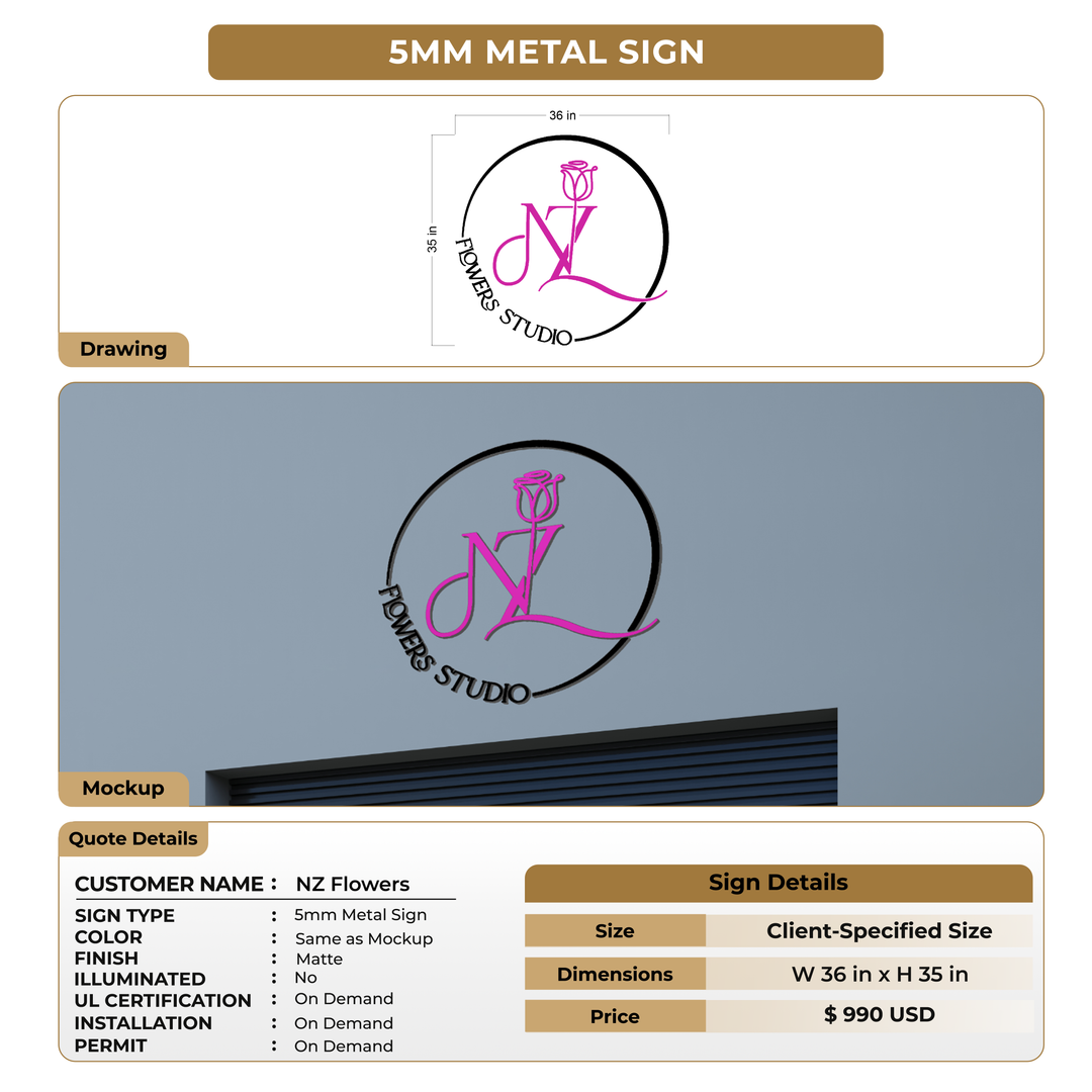 Business signage for NZ Flowers