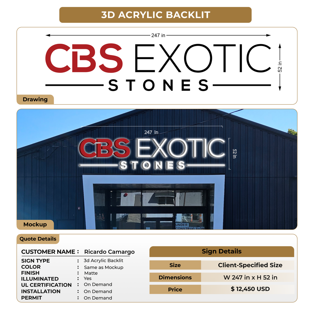 3D Acrylic Backlit Sign for Ricardo Camargo