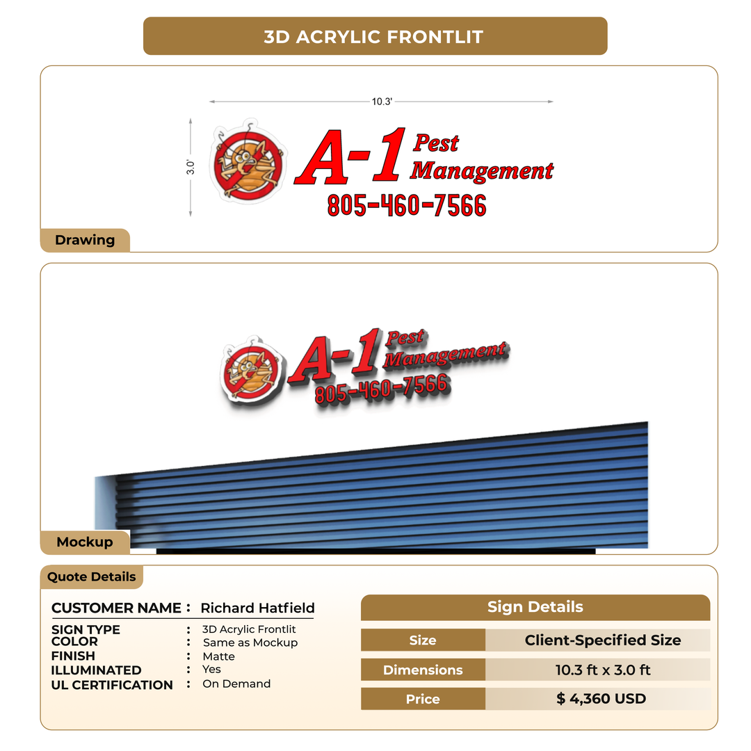 3D Acrylic Front-lit Sign For Richard Hatfield