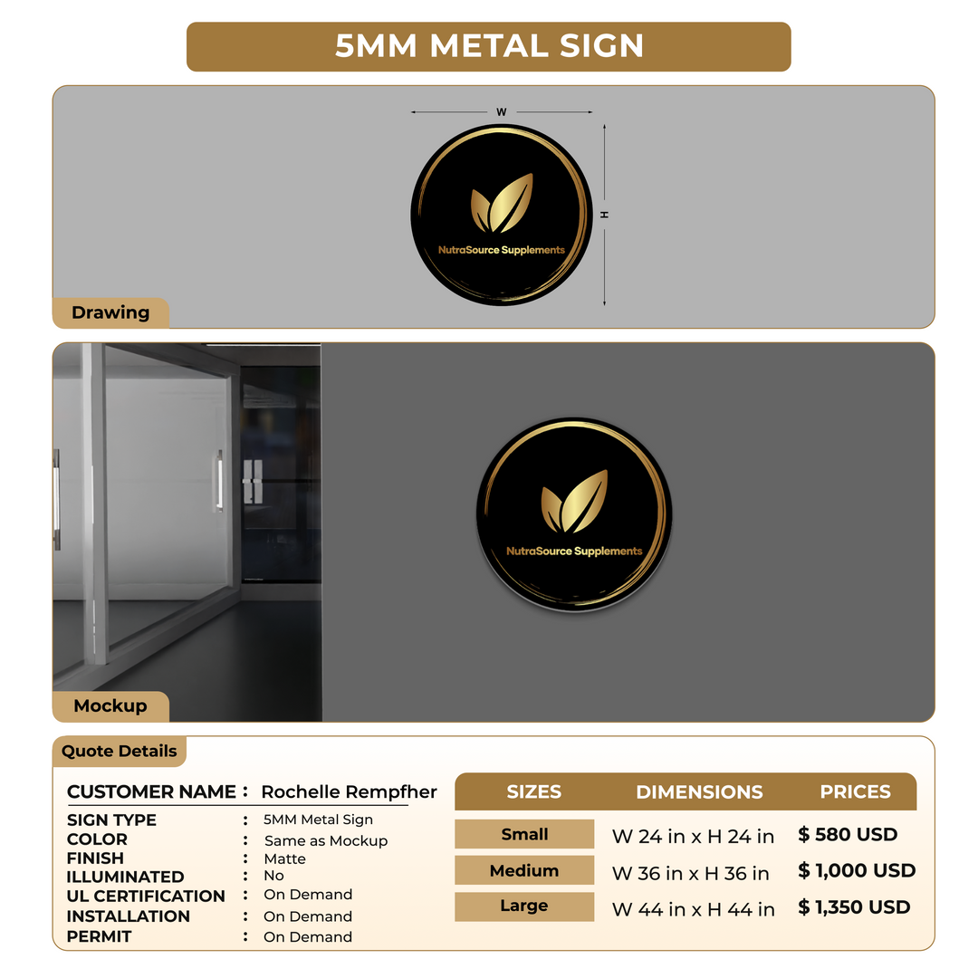5mm metals sign for Rochelle Rempfher