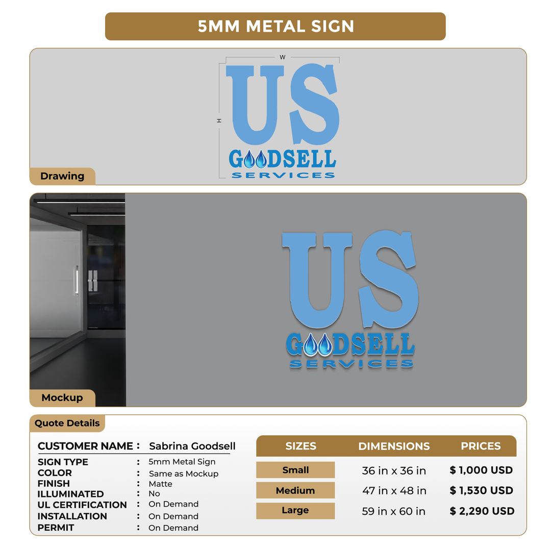5mm Metal Sign for Sabrina Goodsell
