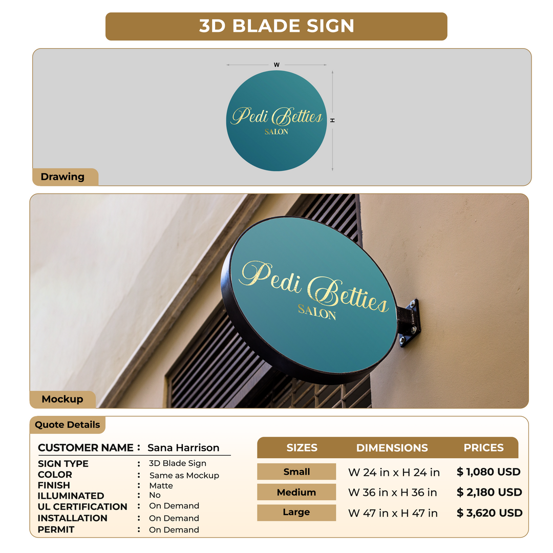 3D Blade Sign for Sana Harrison