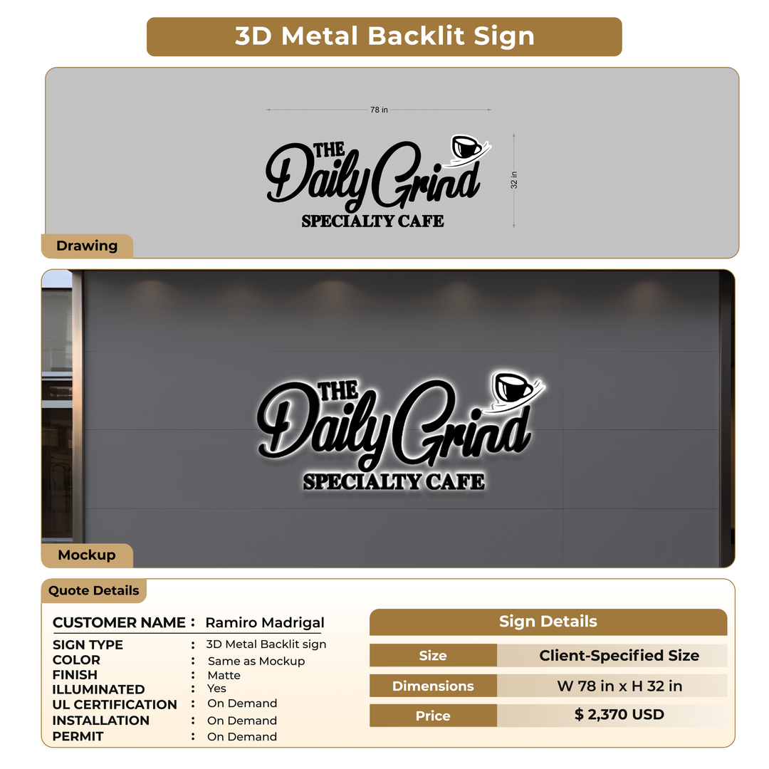 Business signage for Ramiro Madrigal