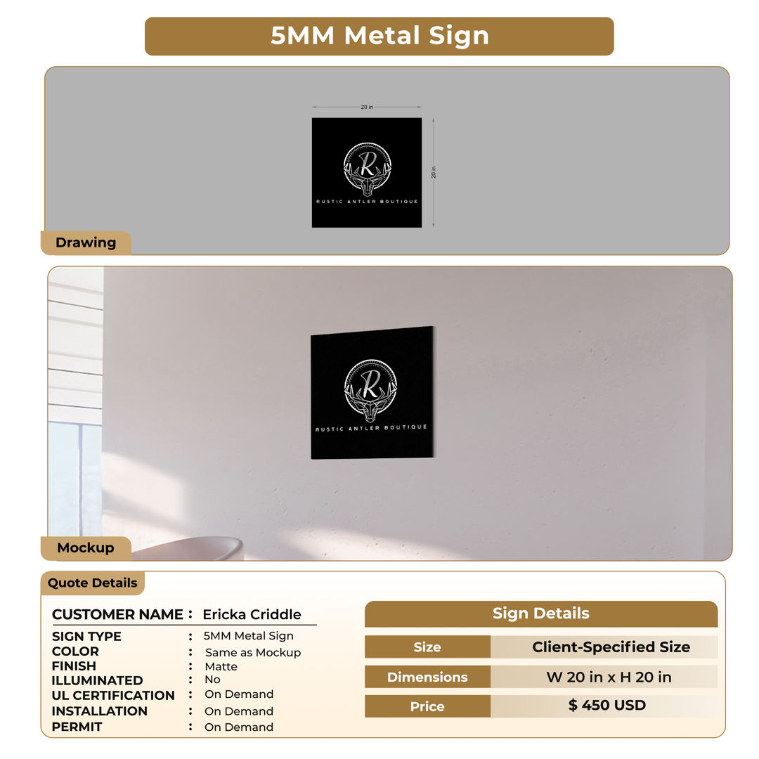 5MM Metal Sign For Ericka Criddle
