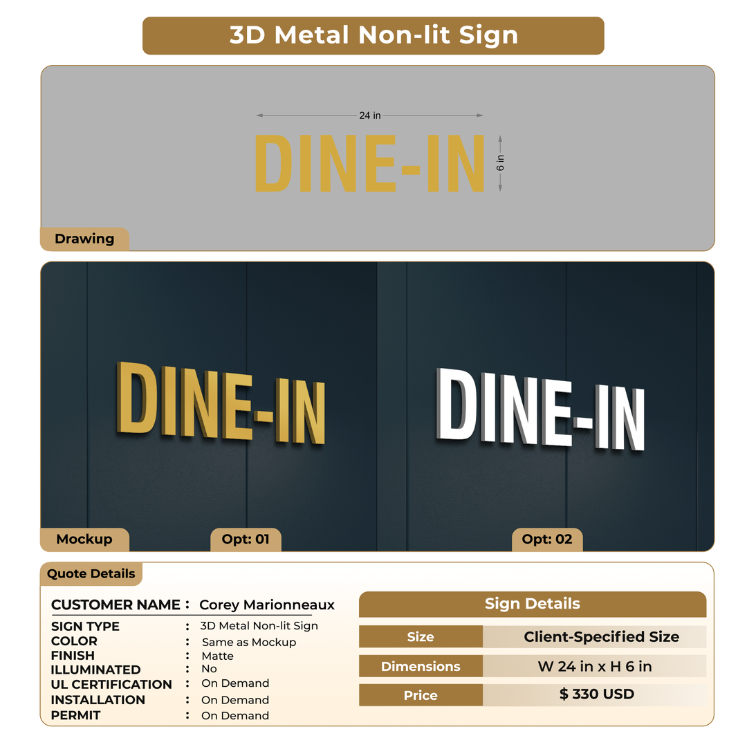 3D Metal Back-lit Sign For Corey Marionneaux
