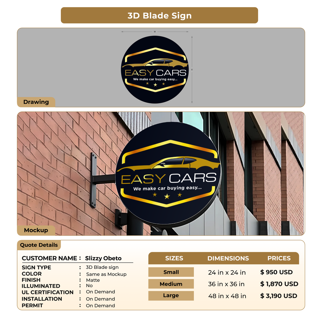 3D Blade Sign For Slizzy Obeto