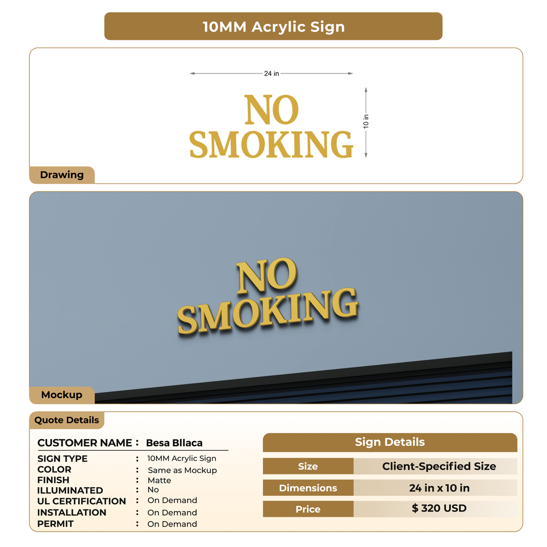 10mm Acrylic sign For Besa Bllaca
