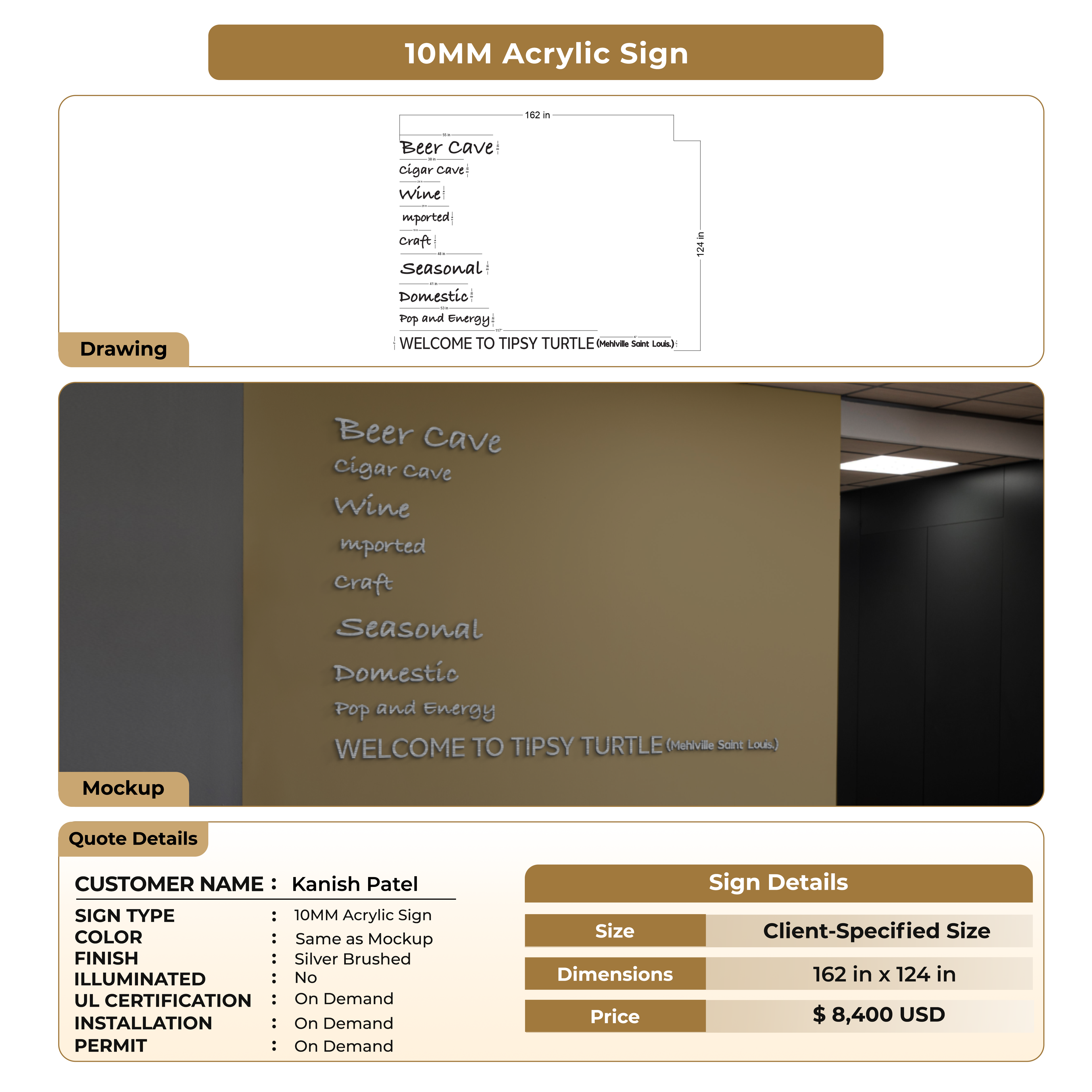 Custom signs for Kanish Patel – Signize
