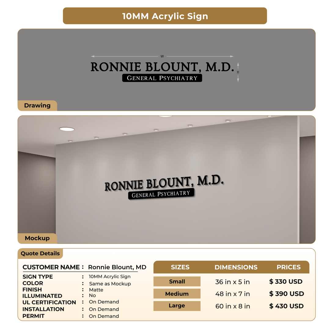 Business signage for Ronnie Blount, MD