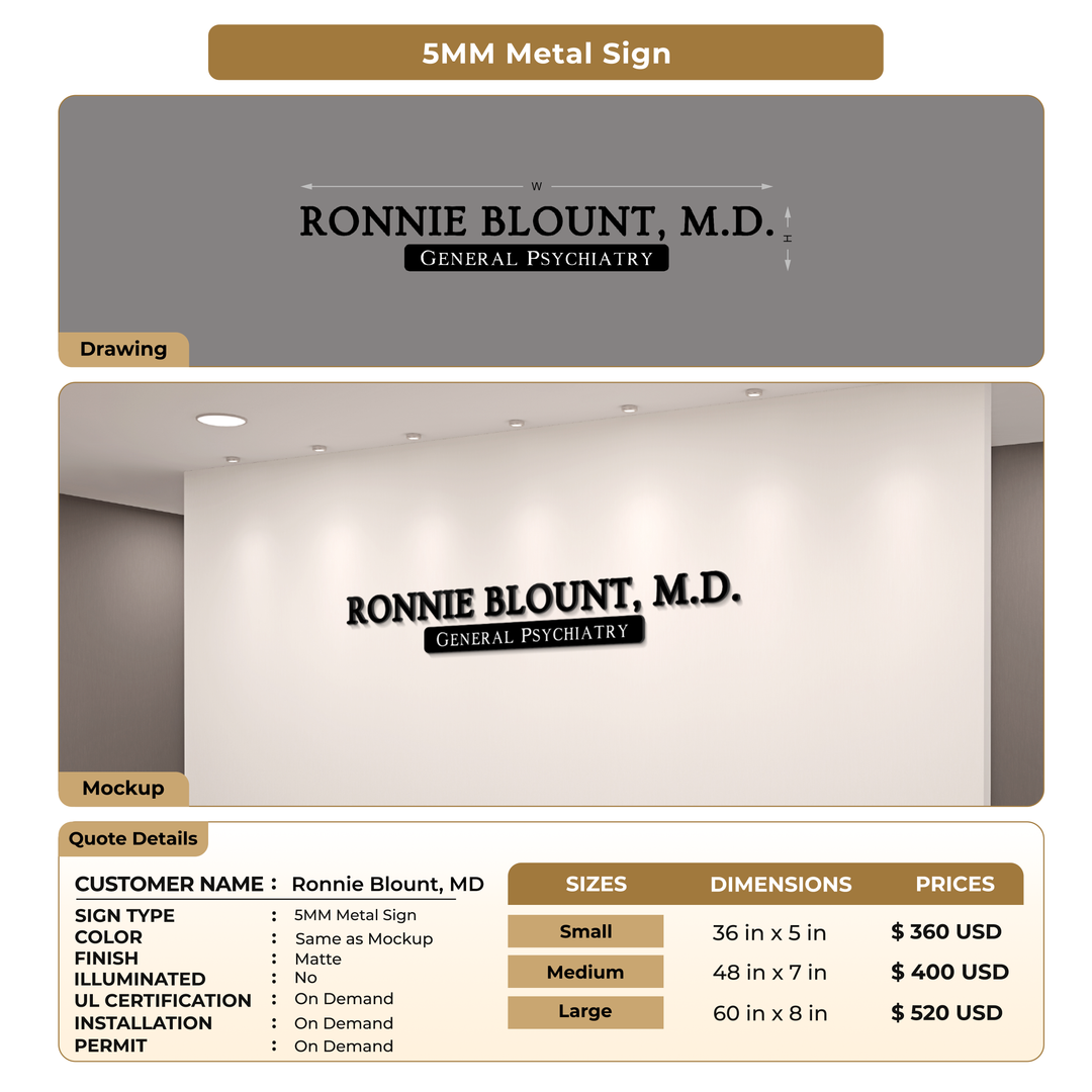Business signage for Ronnie Blount, MD