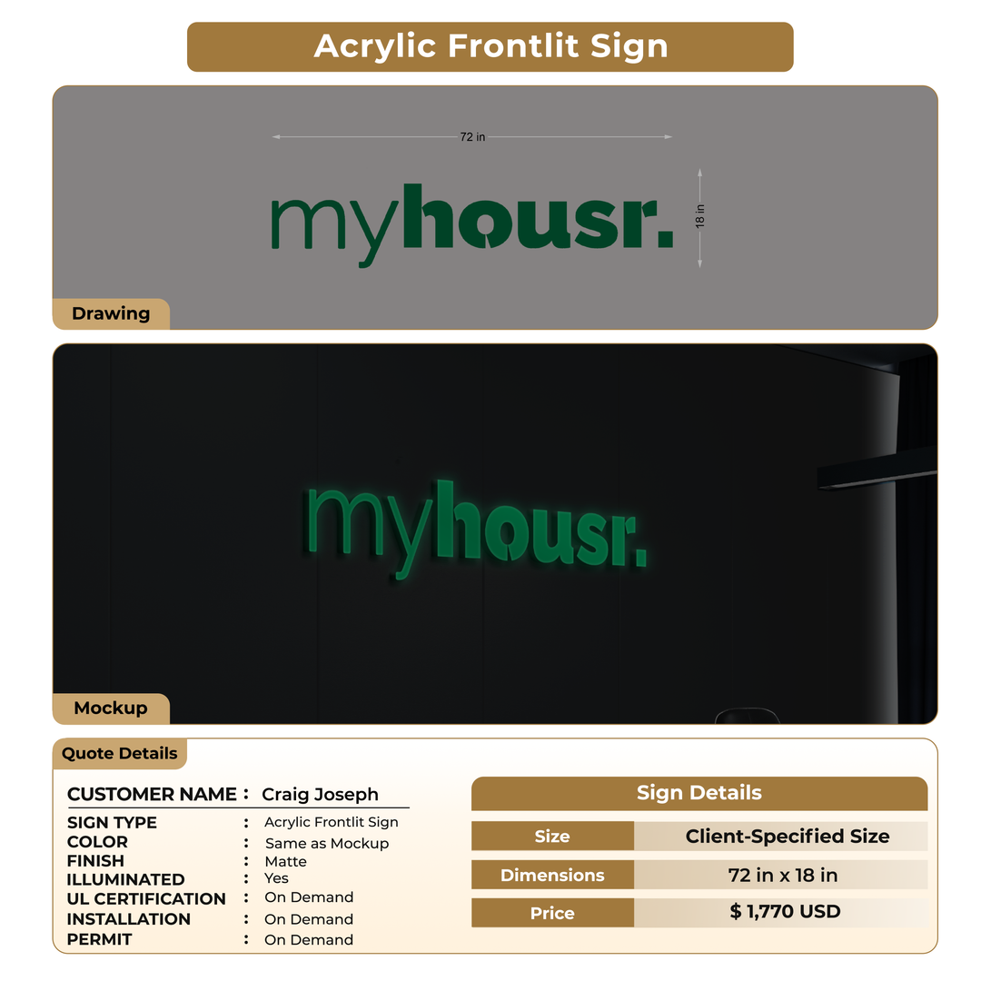 3d acrylic frontlit for Craig Joseph