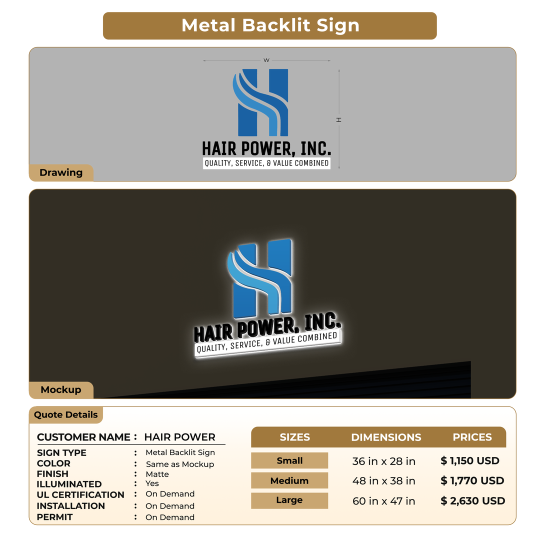 Business signage for HAIR POWER