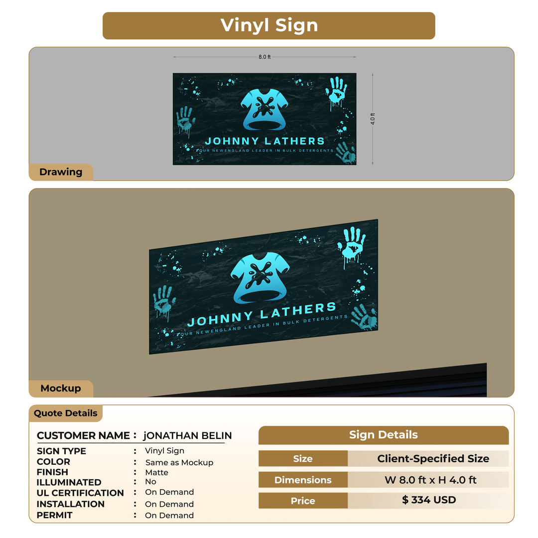 Custom Signs for jONATHAN BELIN