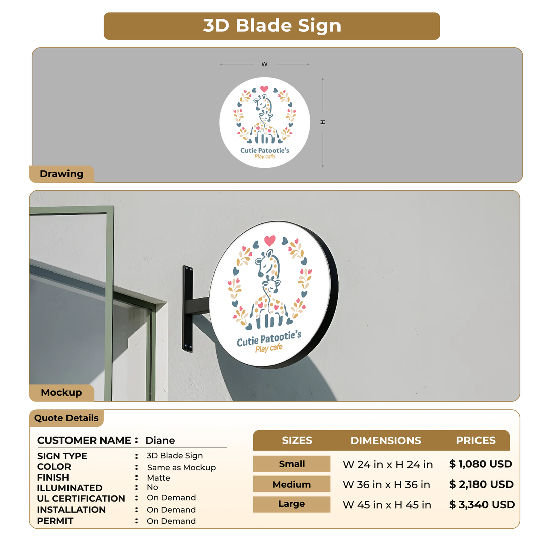 3D Blade Sign For Diane