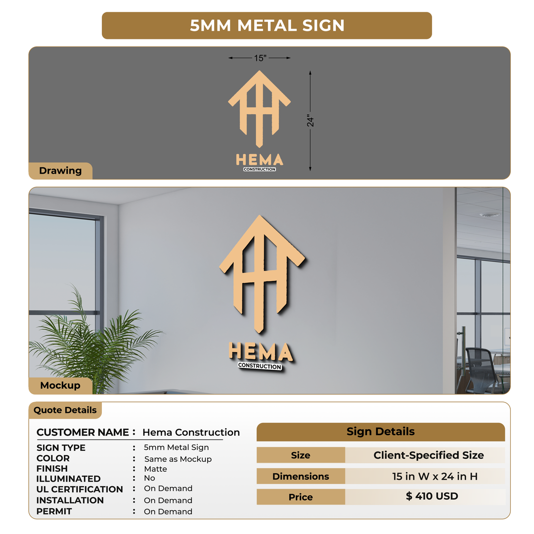 Business Signage for Hema Construction