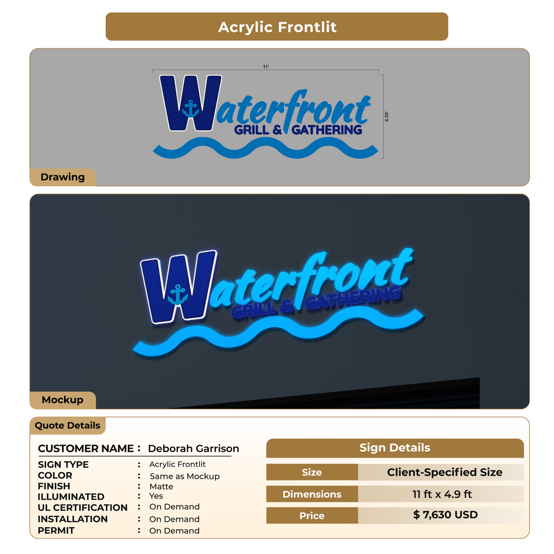 3D Acrylic Front-lit Sign For Deborah Garrison
