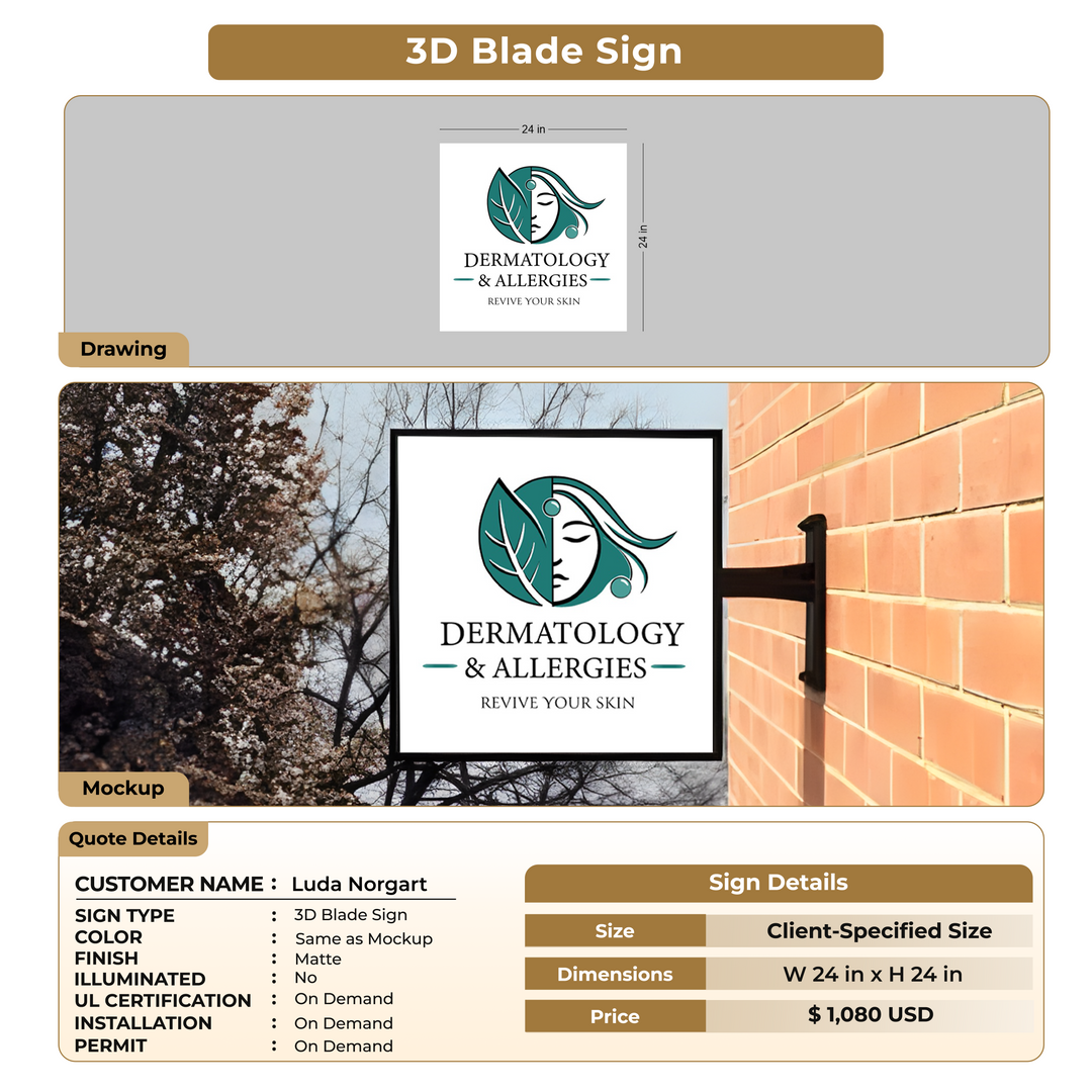 3D Blade Sign For Luda Norgart