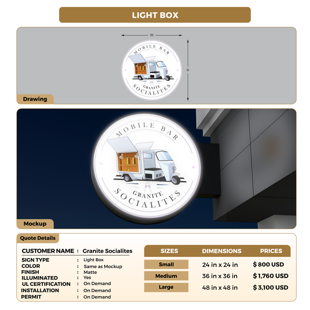 Lightbox Sign For Granite Socialites