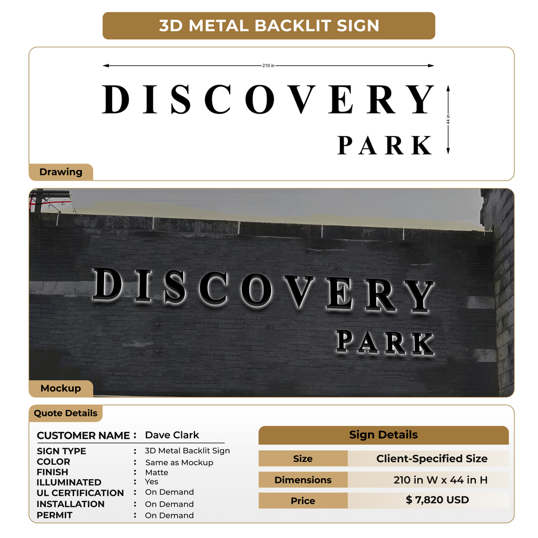 3D Metal Backlit Signs For Dave Clark
