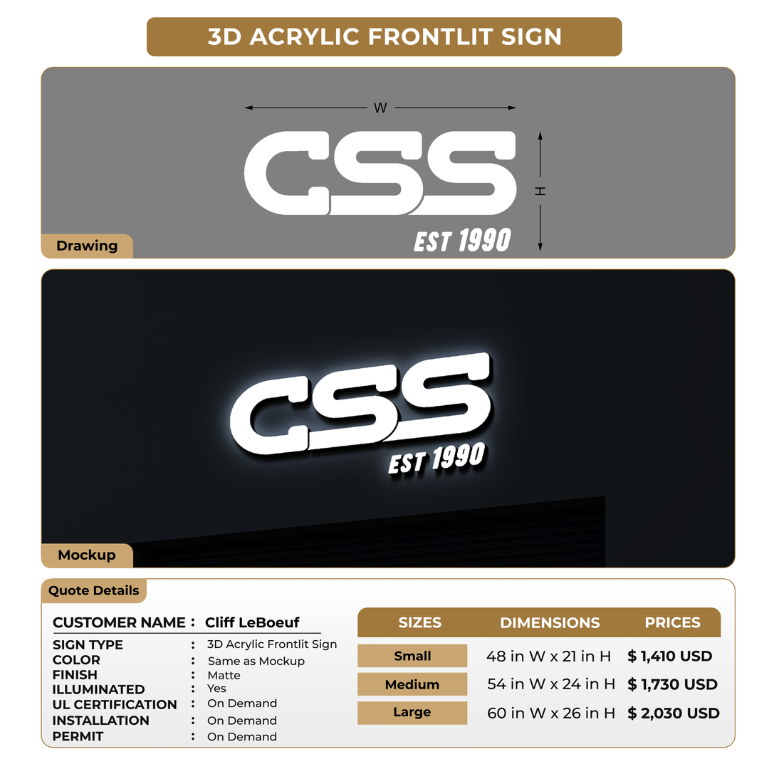 Custom Signs For Cliff LeBoeuf