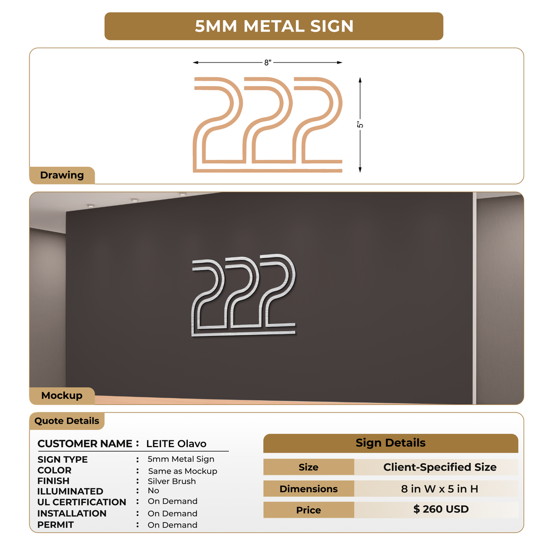 5mm Metal Signs For LEITE Olavo