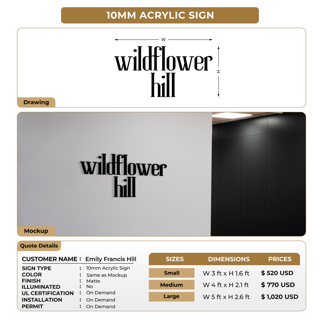 Custom Signs For Emily Francis Hill