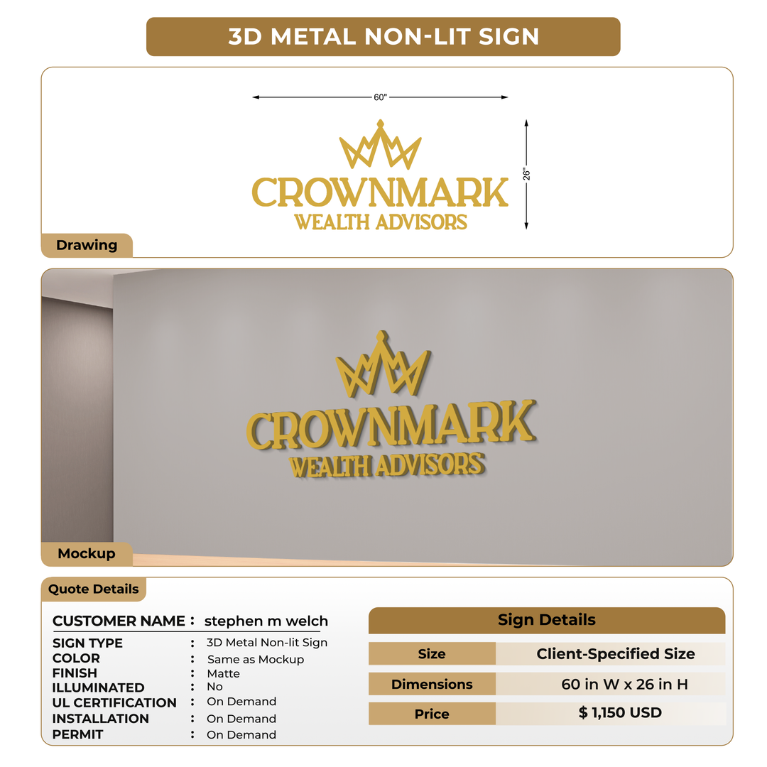 3D Metal Signs For stephen m welch