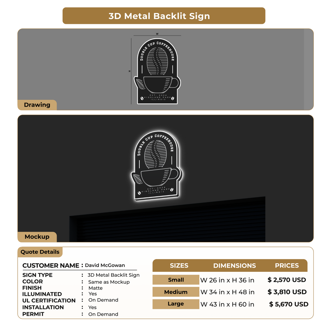 3D Metal Backlit Signs For David McGowan