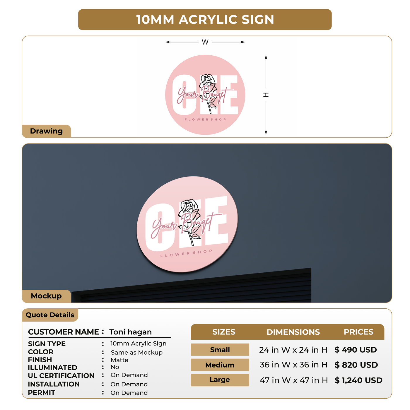 Custom Signs For Toni hagan