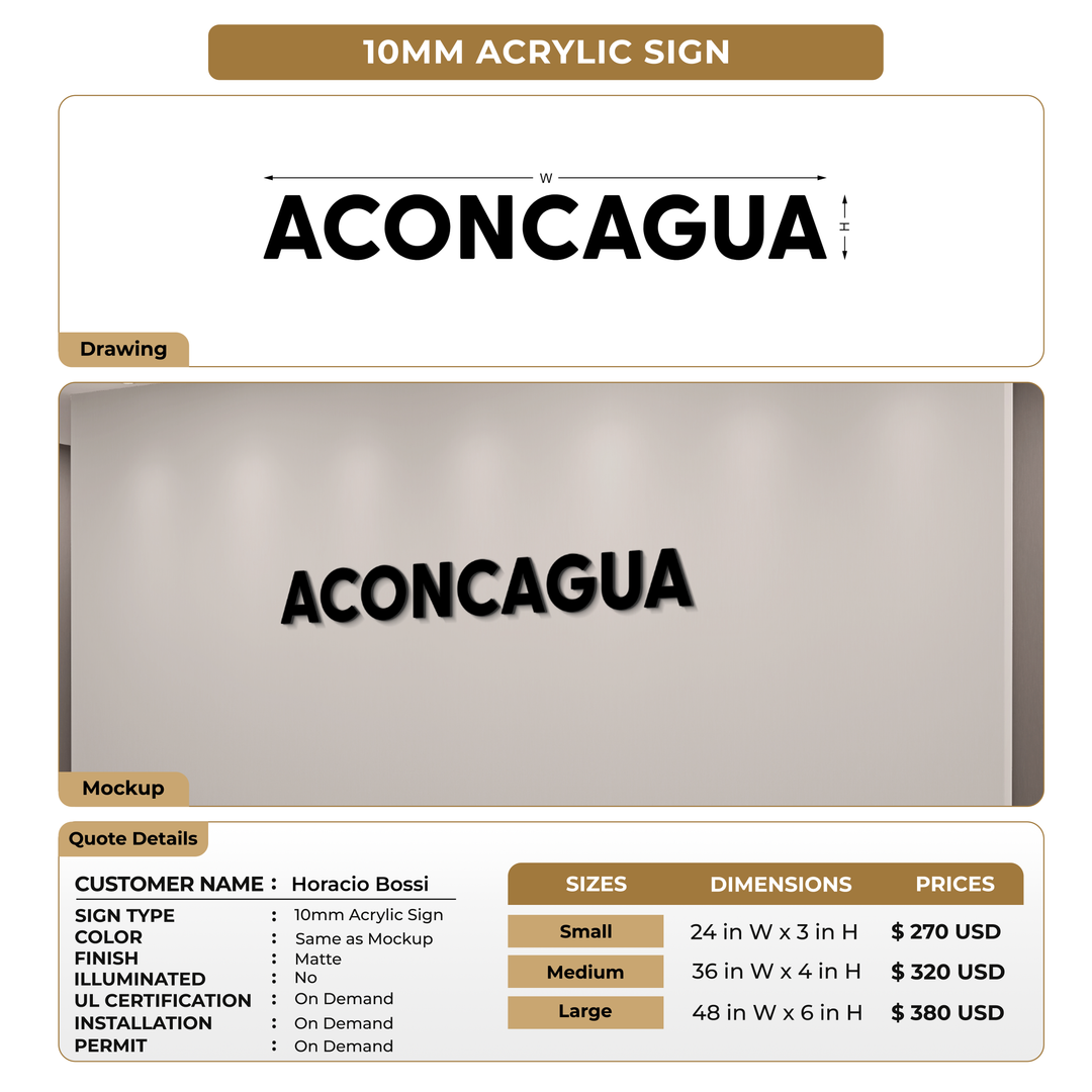 Custom Signs For Horacio Bossi