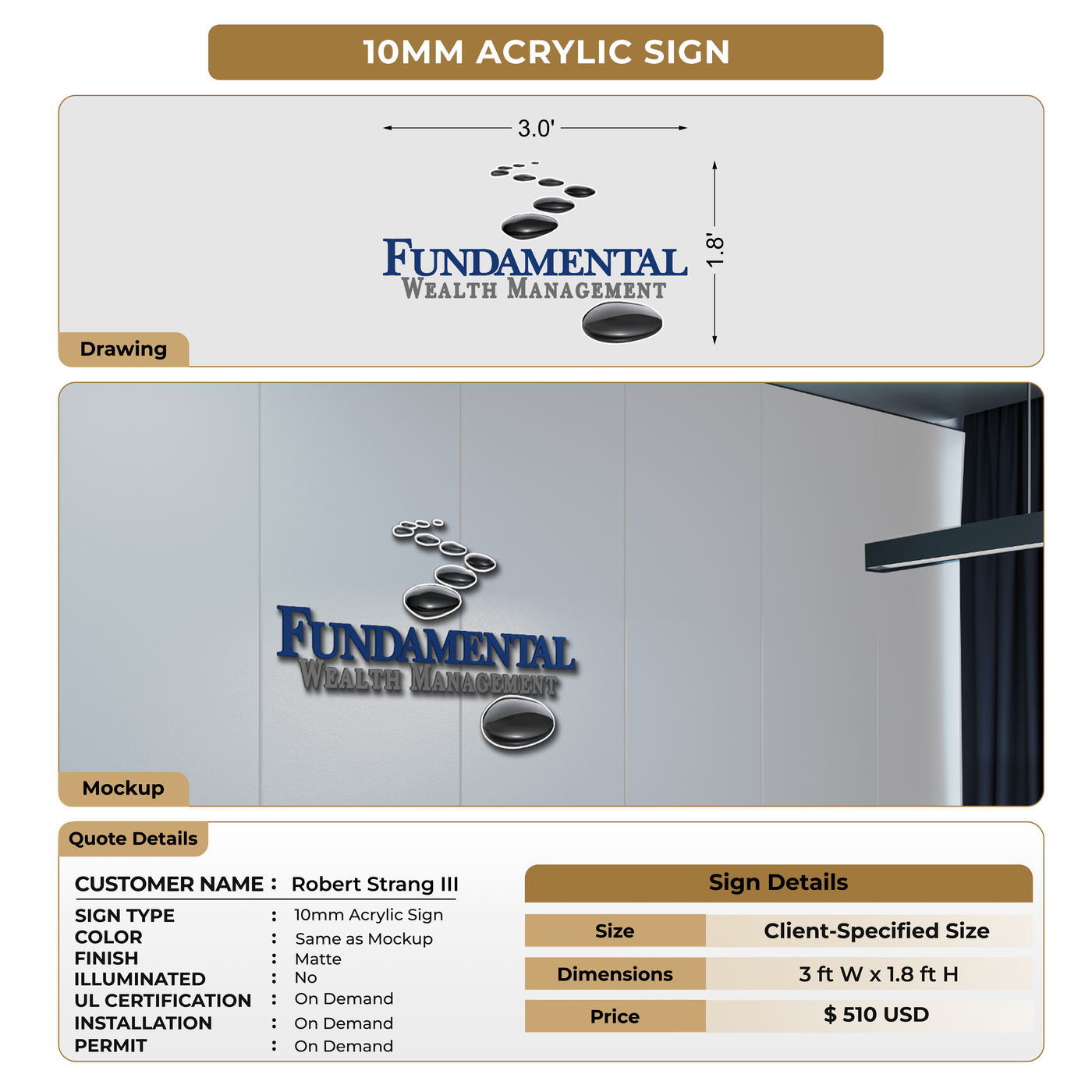 Custom Signs For Robert Strang III