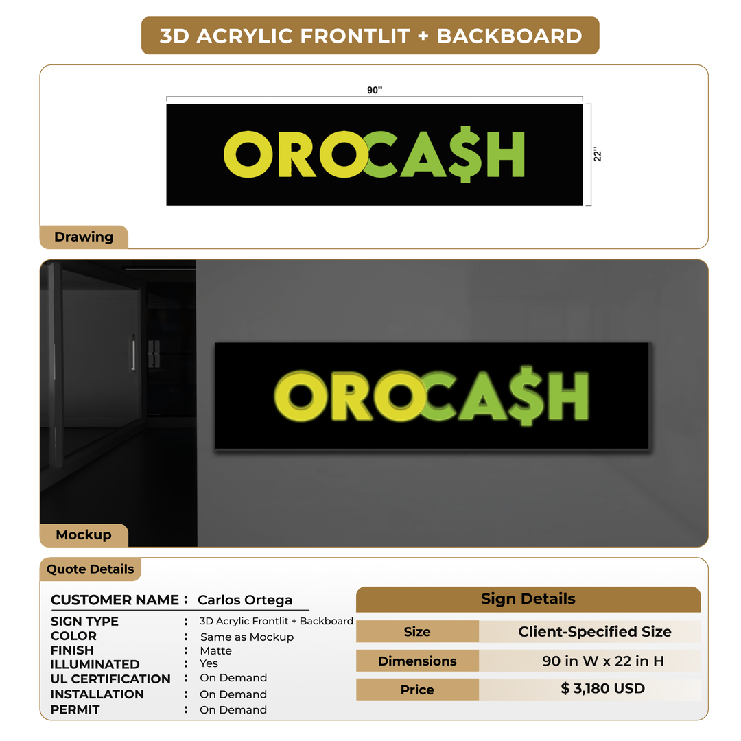 3D Acrylic Frontlit + Backboard for Carlos Ortega