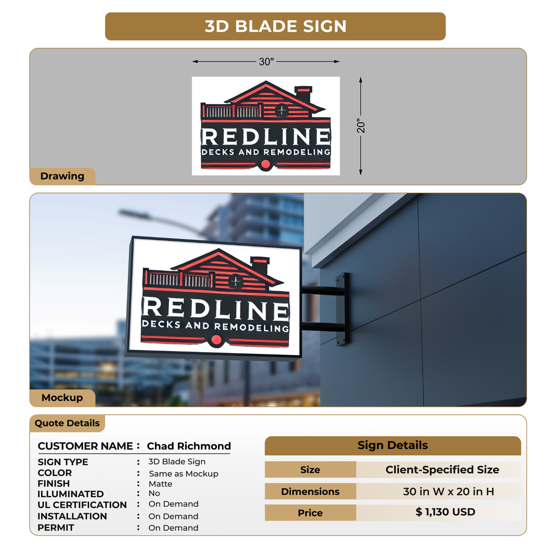 3D Blade Sign For Chad Richmond
