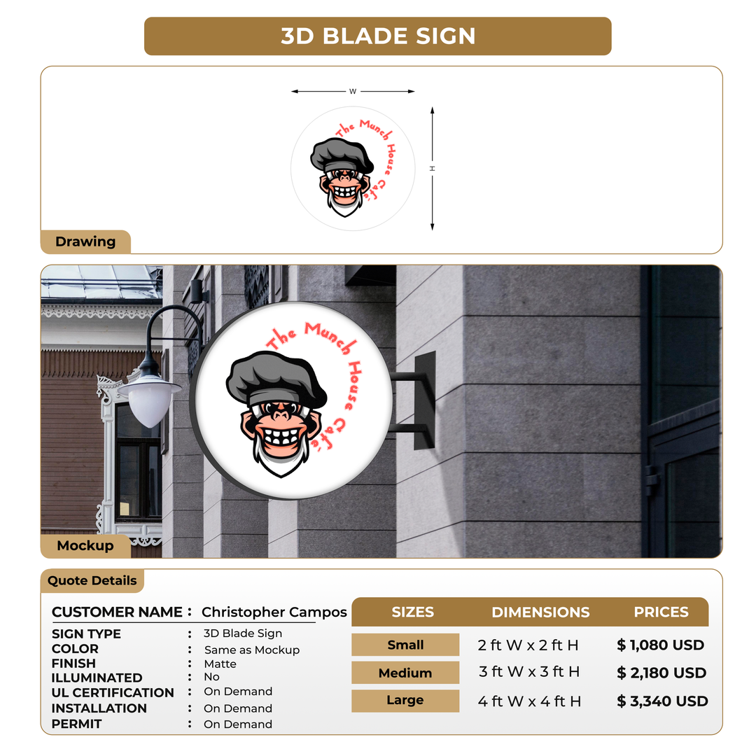 3D Blade Sign For Christopher Campos