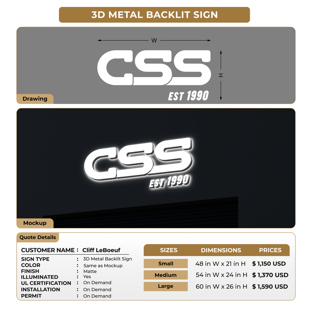 Custom Signs For Cliff LeBoeuf