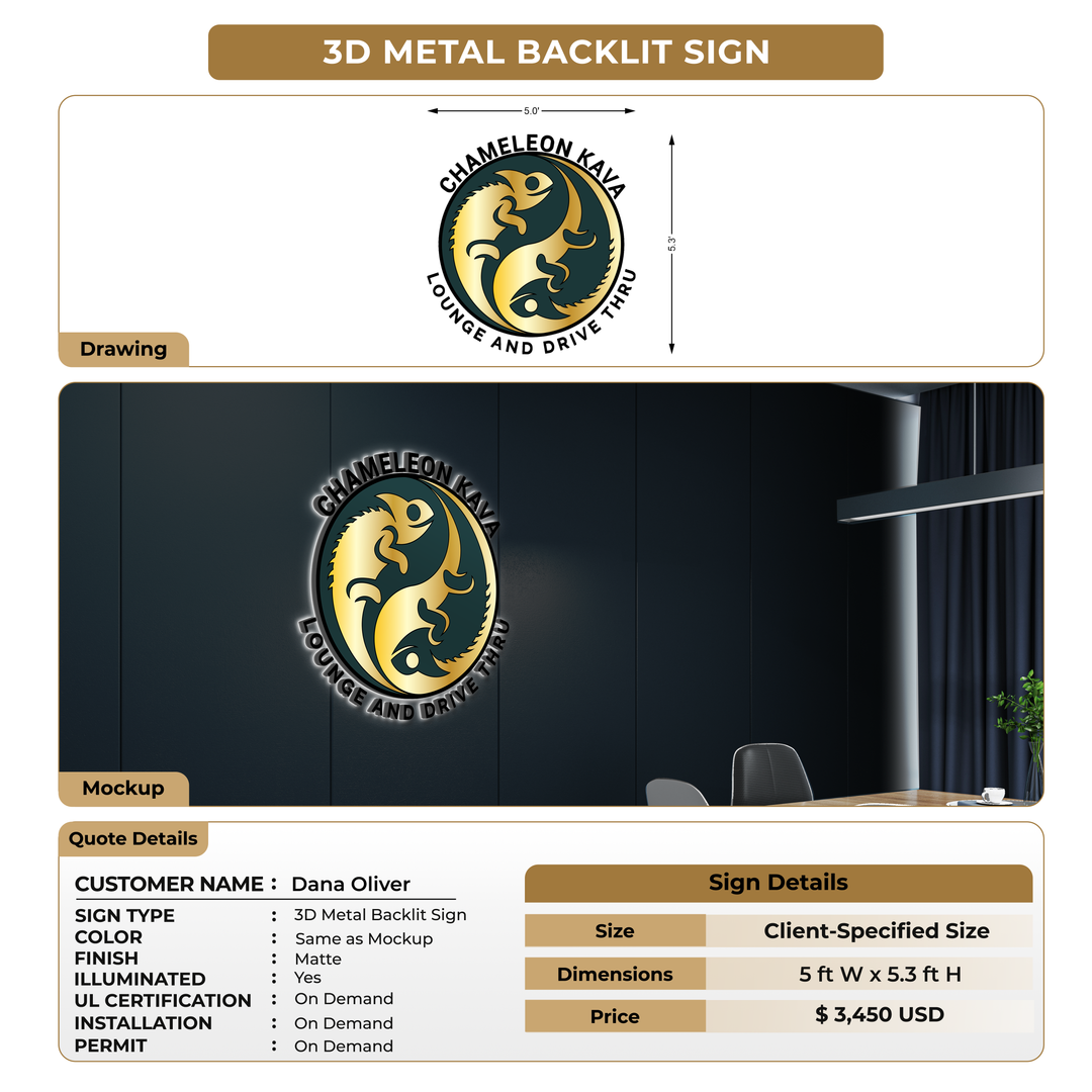 3D Metal Backlit Sign For Dana Oliver
