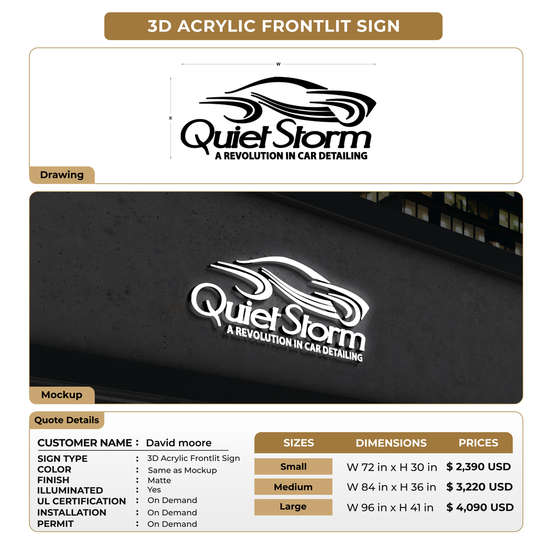 3D Acrylic Front Sign for CUSTOMER (TEMPLATE)