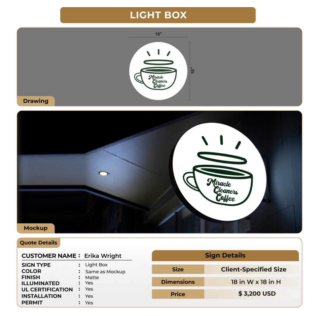 Lightbox Sign for Erika Wright