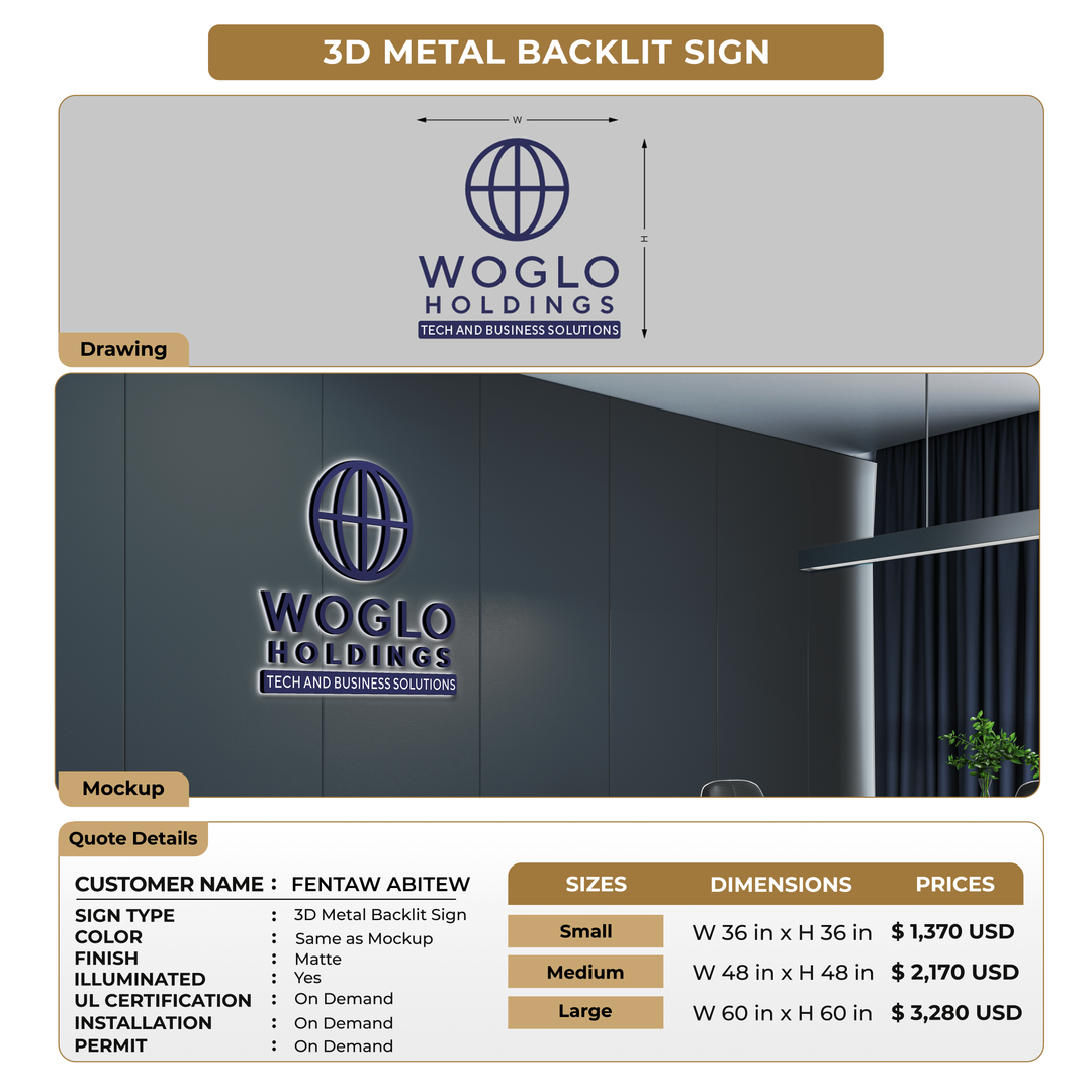 Custom Signs For FENTAW ABITEW