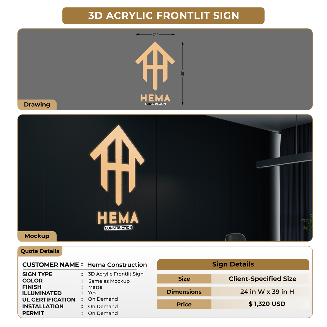 Business Signage for Hema Construction