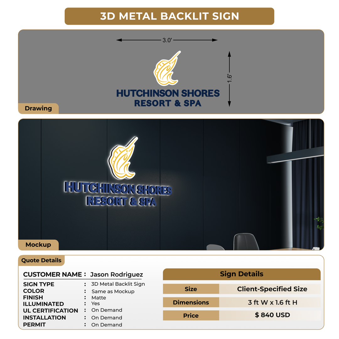 3D Metal Backlit Sign For Jason Rodriguez