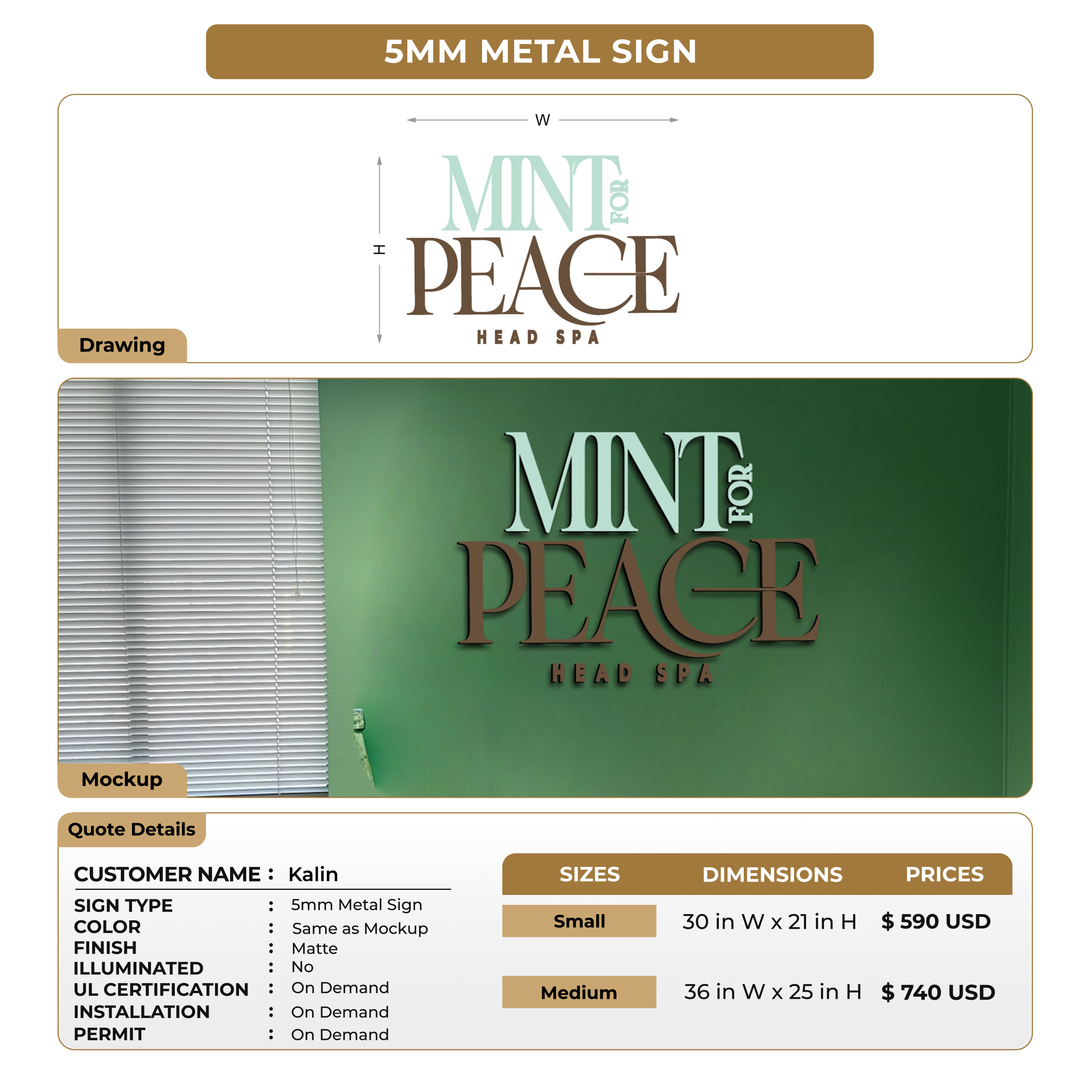 5mm Metal Sign For Kalin-remaining amount