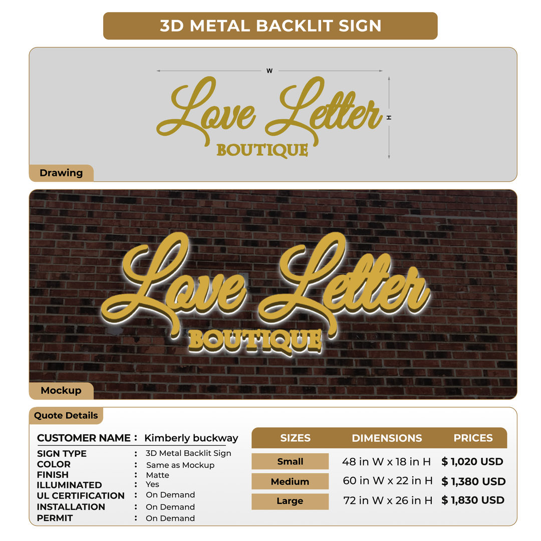 Custom Signs For Kimberly buckway