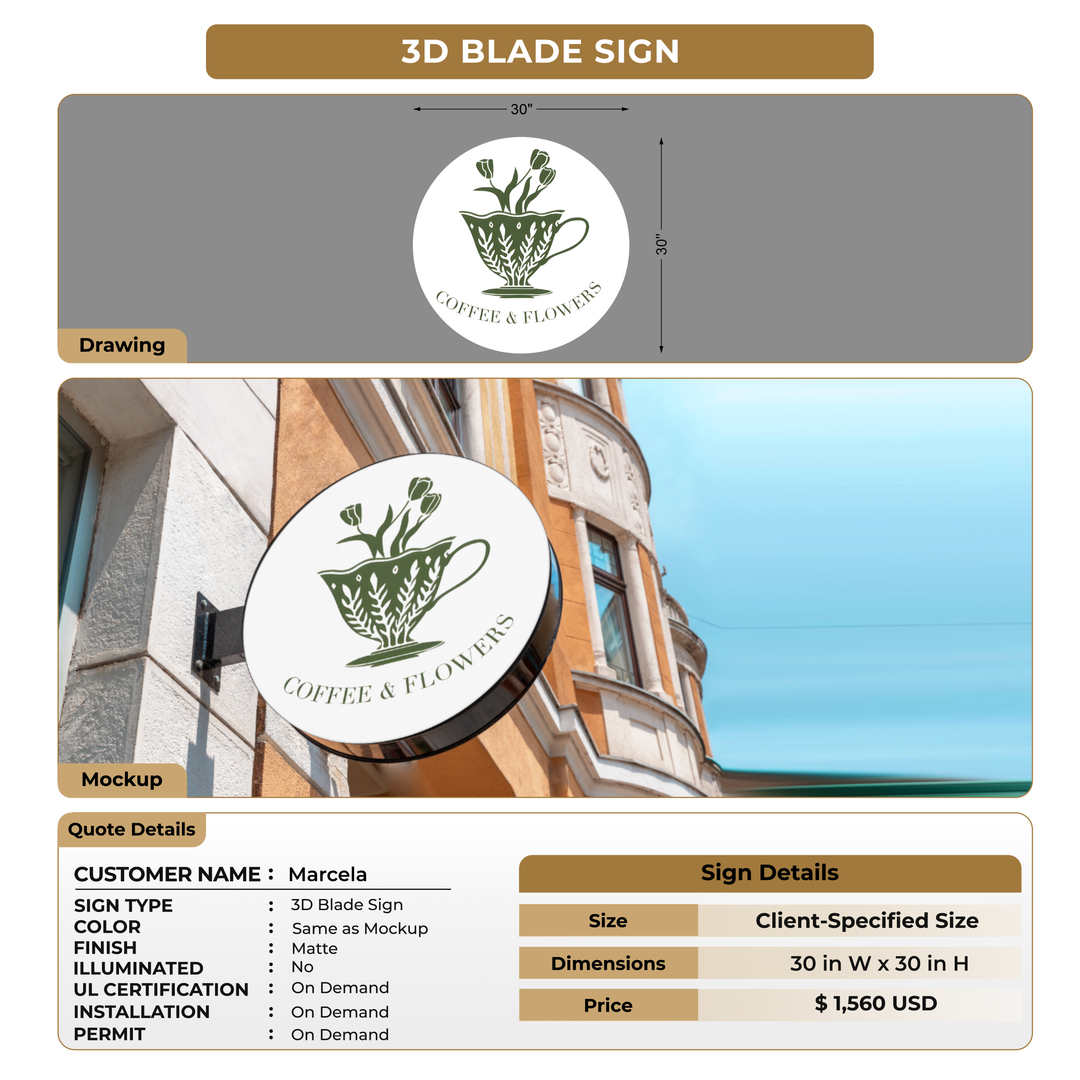 3D Blade Sign For Marcela