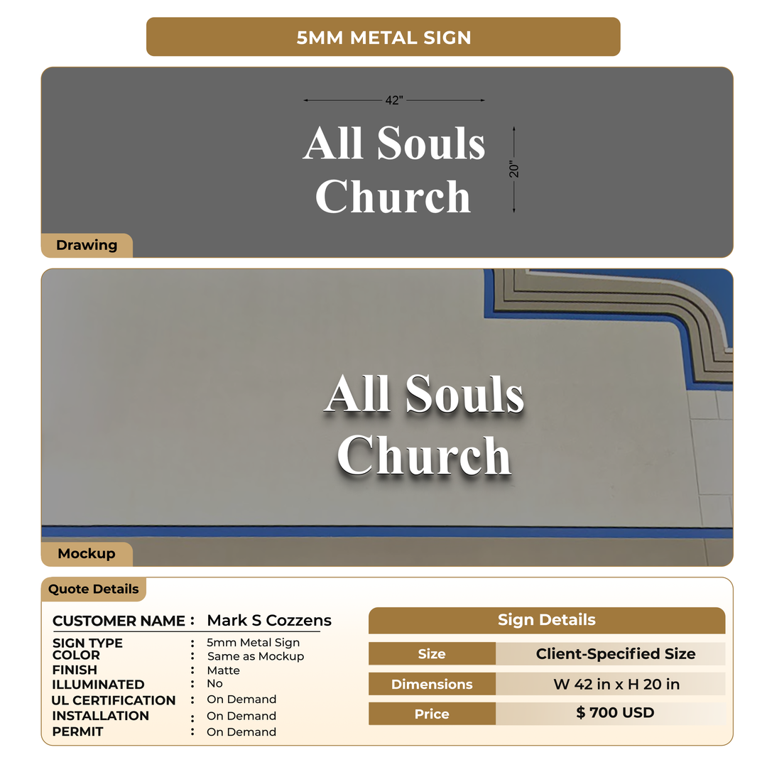 5mm Metal Sign for Mark S Cozzens