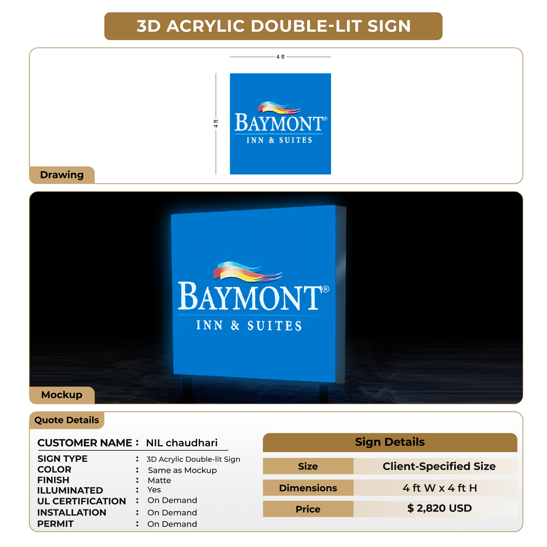 3D Acrylic Double-lit Sign For NIL chaudhari