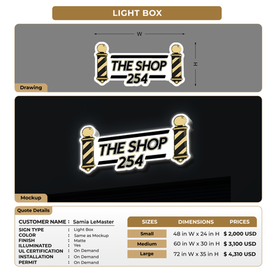 Light Box Sign For Samia LeMaster