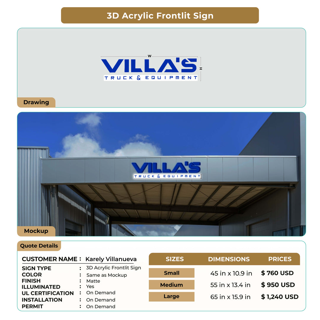 3d acrylic frontlit for Karely Villanueva