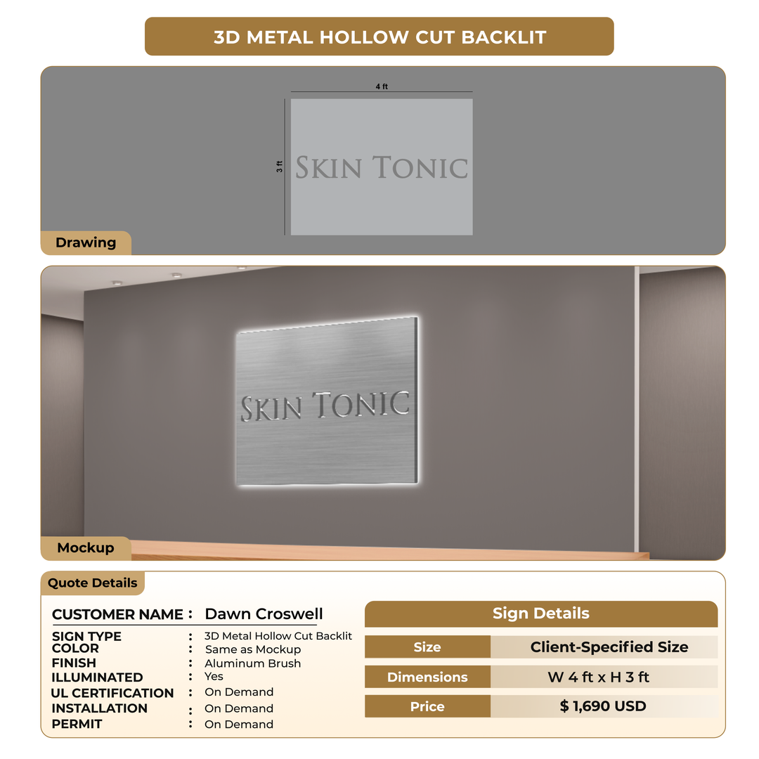 3D Metal Hollow Cut Backlit For Dawn Croswell