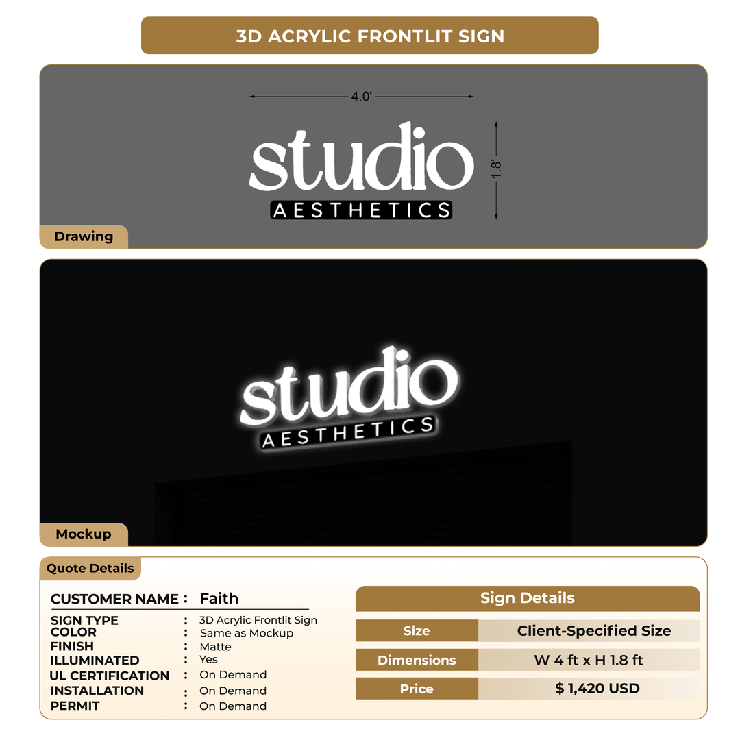 3D Acrylic Front-lit Sign For Faith